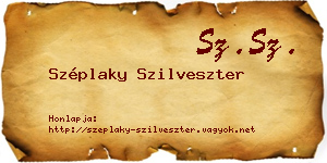 Széplaky Szilveszter névjegykártya
